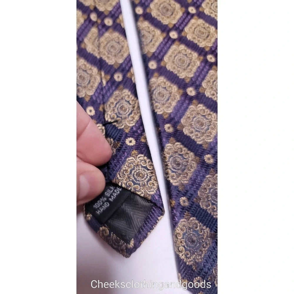Bruno Pattelli Silk Neckties Set of 2 Geometric Floral Pattern Hand Made